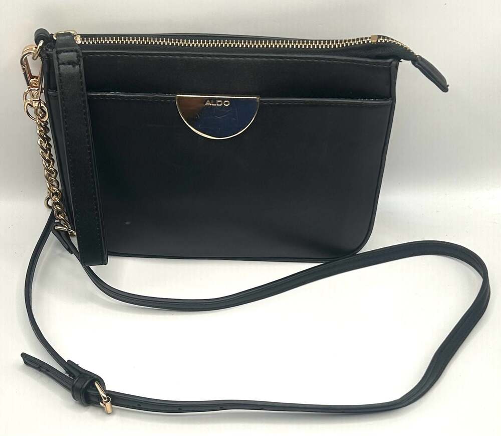 Aldo Black Small Crossbody Bag with Gold-Tone Half-Moon Hardware - Picture 5 of 10